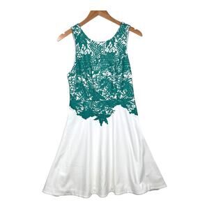 Anthropologie moulinette soeurs arbor green lace overlay dress size 6